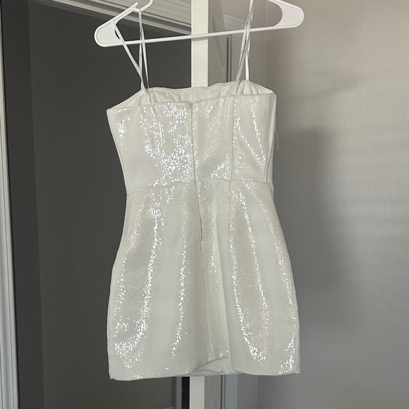 Lulu's Pristine Dazzle Ivory Sequin Strapless Mini Dress - Picture 4 of 5
